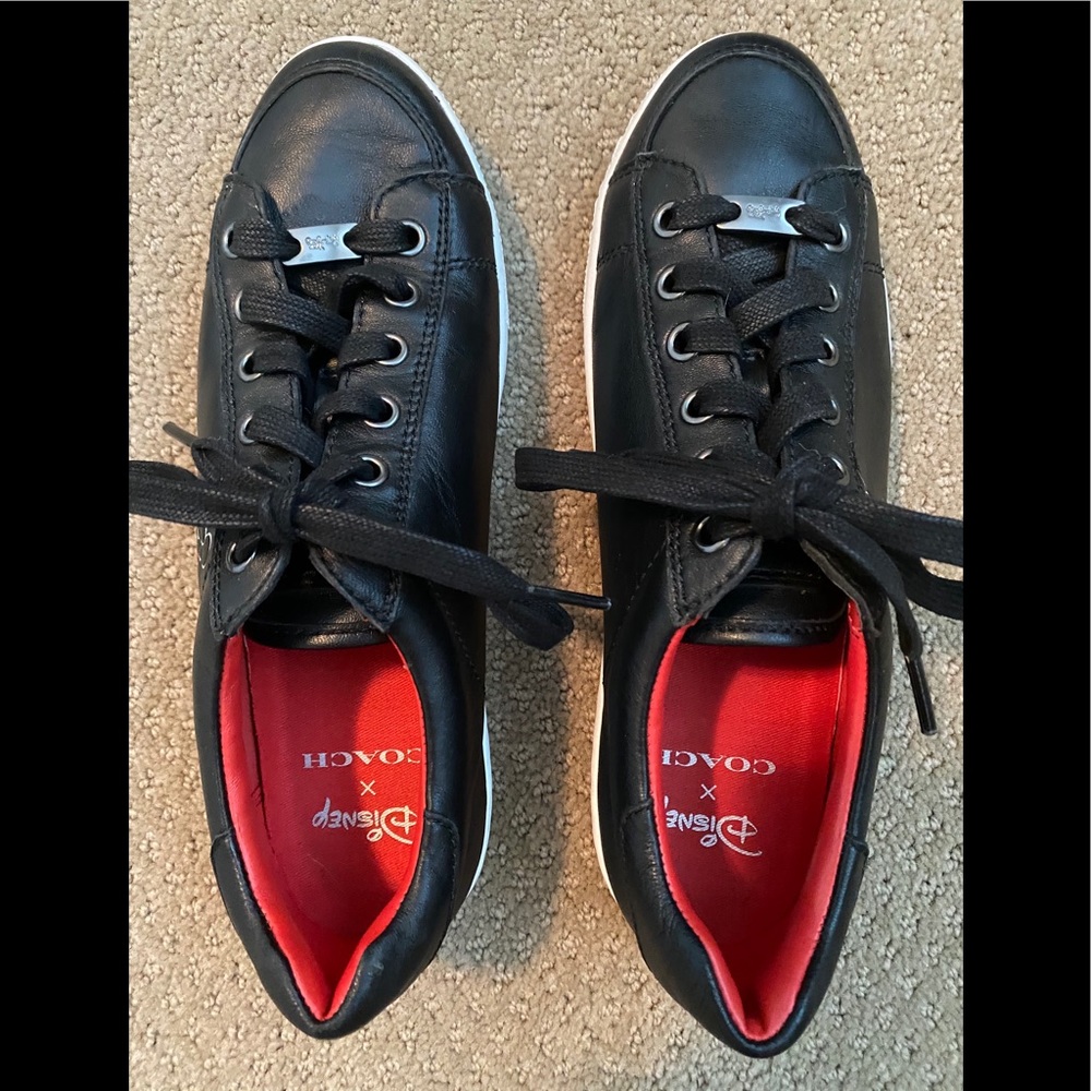 Coach for Disney Black Leather Tennies Sz 7